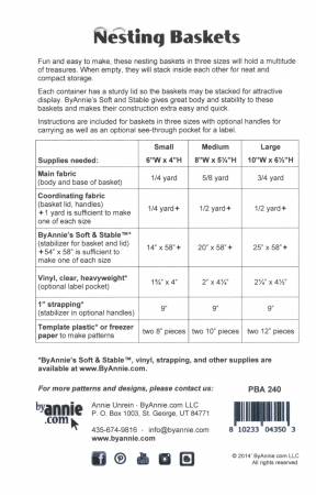 By Annie Pattern Nesting Baskets
