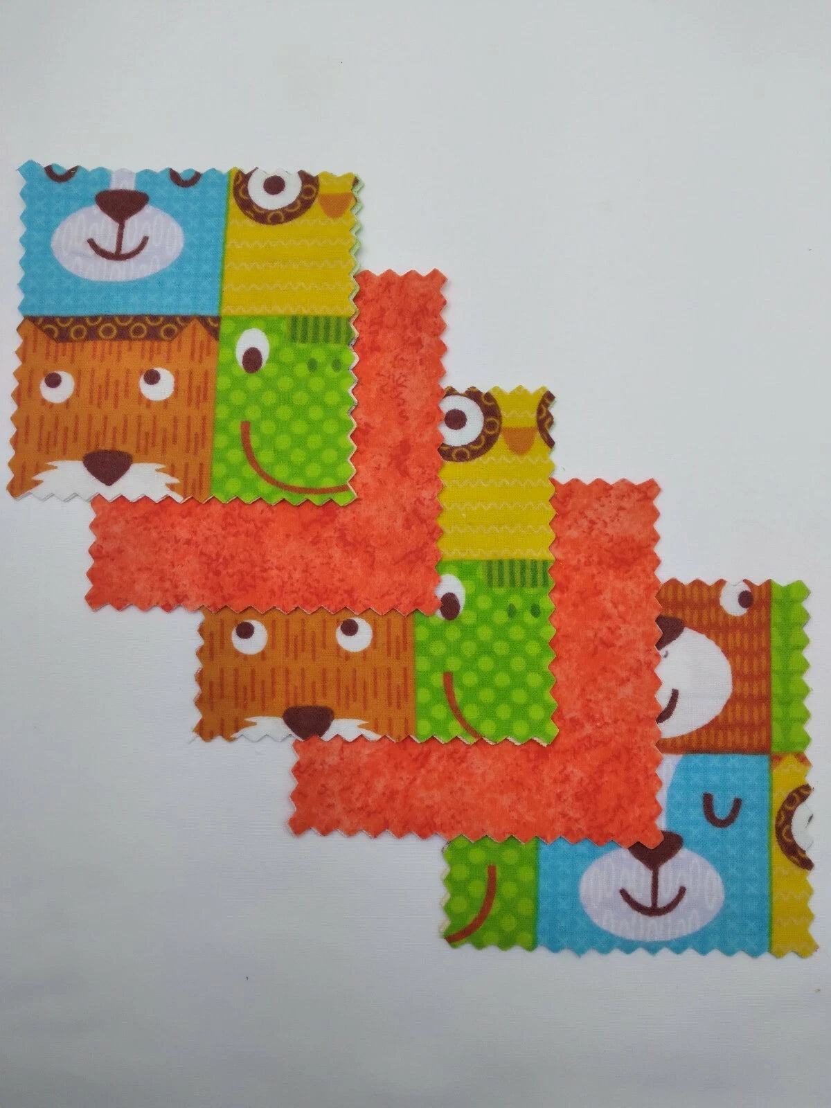32 Pre Cut 5" Quilting Fabric Squares Flannel Animal Toss
