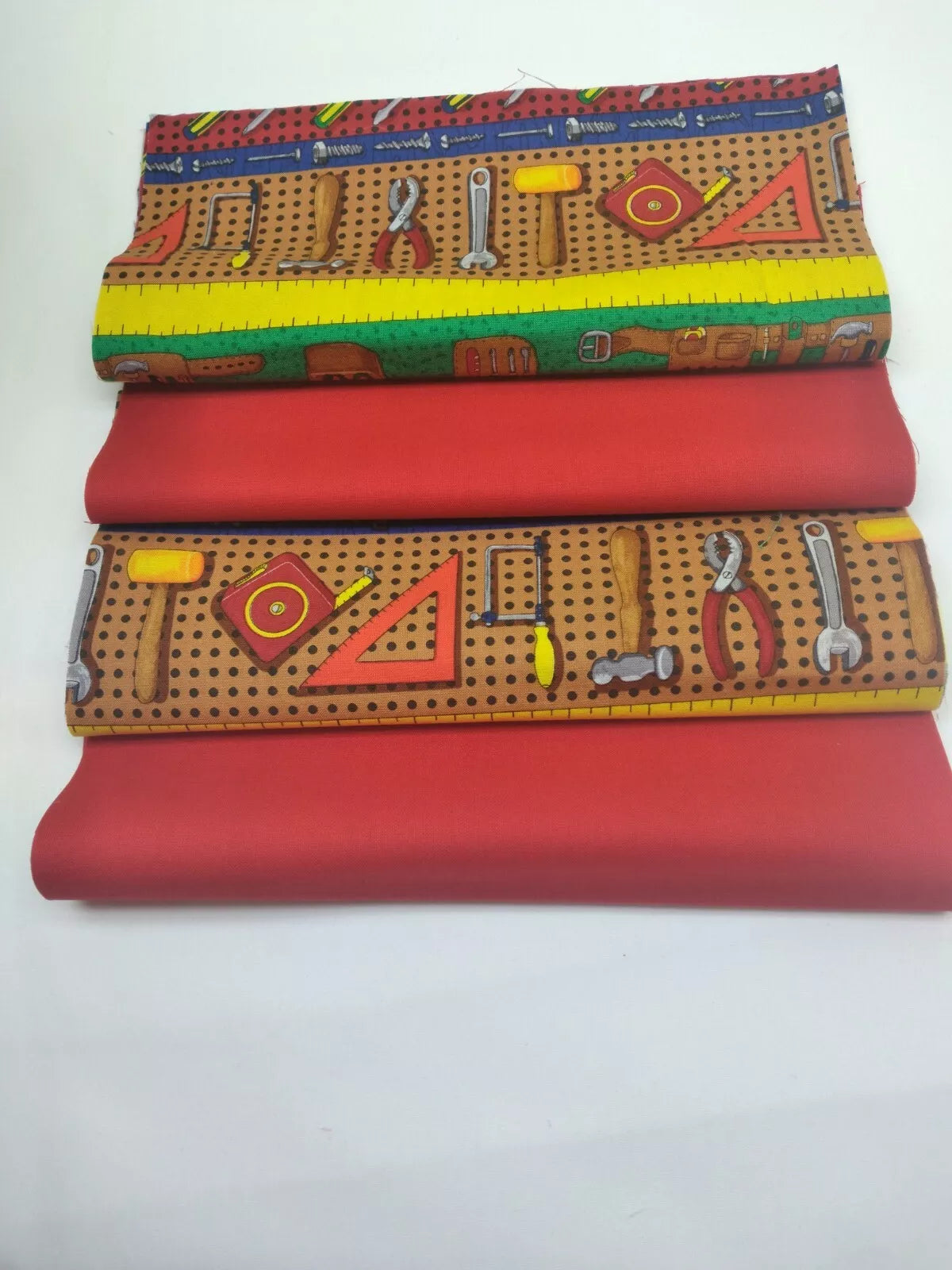16 Pre Cut 10" Quilting Fabric Squares Tool Time