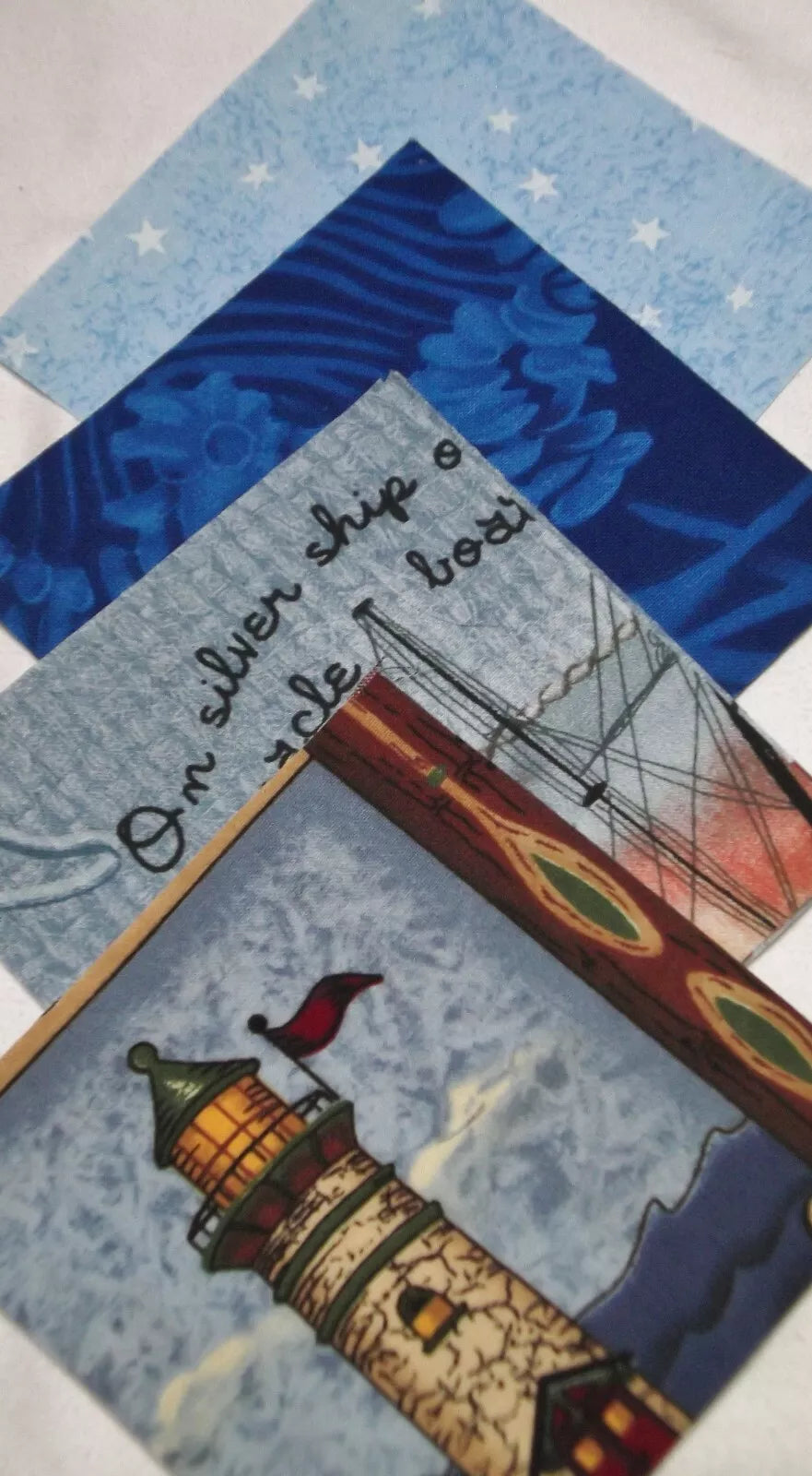 80 Pre Cut 4" Quilting Fabric Squares By The Sea