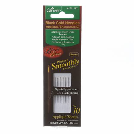 Clover Black Gold Sharps Needle Size 10 6ct