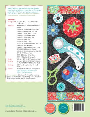 Amanda Murphy Quilt Pattern- My Favorite Things 14-1/2"  x 36-1/2" Pattern