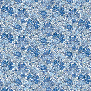 Riley Blake Liberty Of London Fabrics Garden Party - Blue China - Blooming Flowerbed By The 1/2 Yard