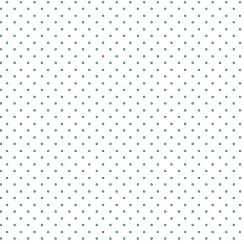 Priscilla's Polkas by the 1/2 yard Green Dot on White