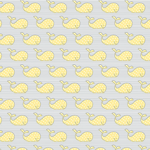 Benartex By The 1/2 Yard Adorable Whale Yellow Gray