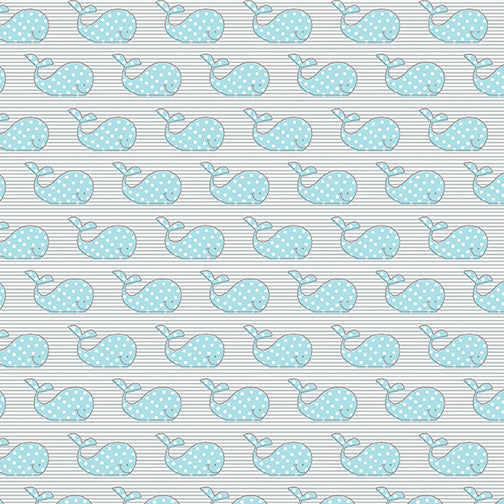 Benartex By The 1/2 Yard Adorable Whale Blue Gray
