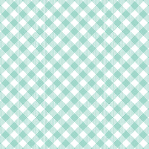 Benartex  By The 1/2 Yard 100% Cotton Gingham Plaid Enjoy The Ride Aqua