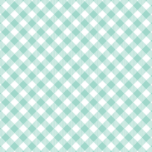 Benartex  By The 1/2 Yard 100% Cotton Gingham Plaid Enjoy The Ride Aqua