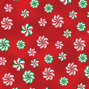 Benatrex Sugar & Spice By NICOLE DECAMP By The 1/2 Yard Peppermint Candies Red