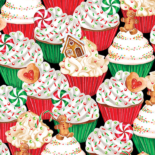 Benatrex Sugar & Spice By NICOLE DECAMP By The 1/2 Yard Holiday Cupcakes Multi