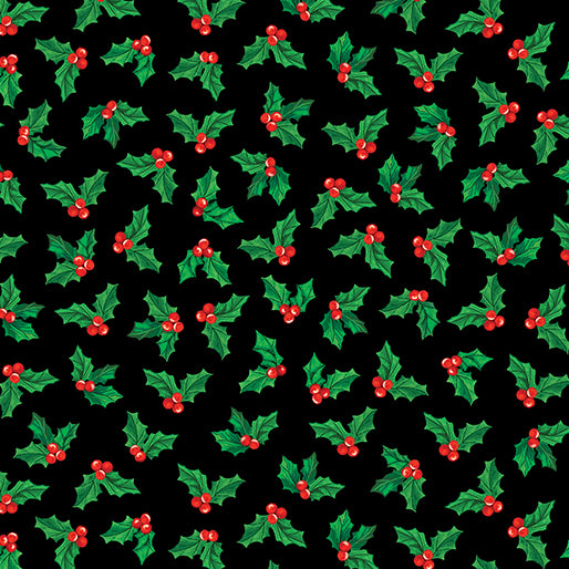 Benatrex Sugar & Spice By NICOLE DECAMP By The 1/2 Yard Little Holly Black