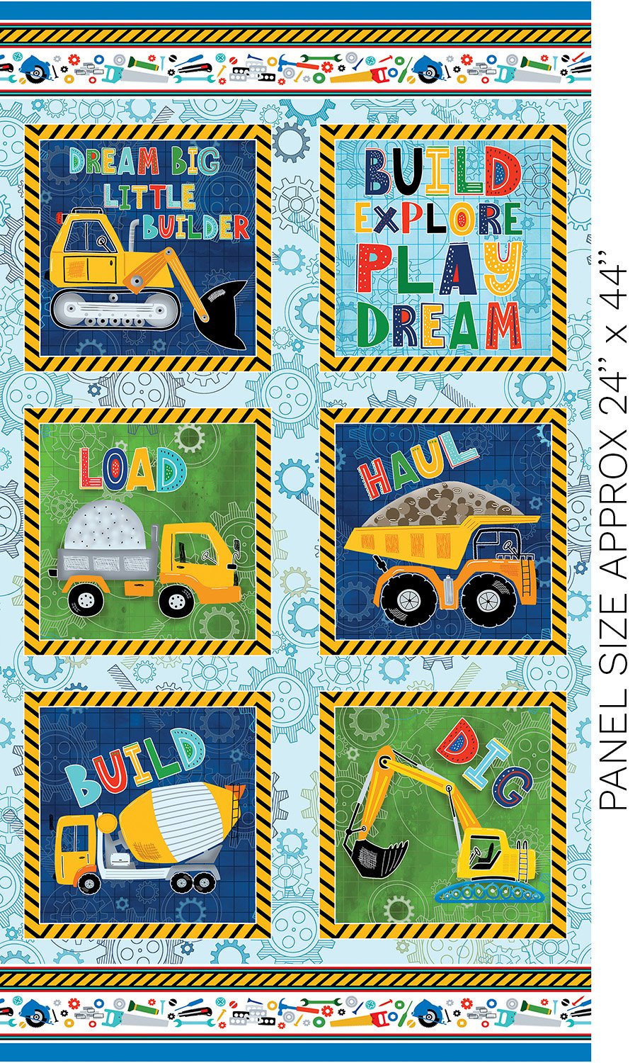 Little Builder Building Blocks Quilt Panel