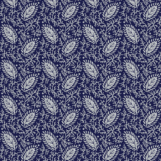 Benartex Elegant Keepsakes by the 1/2 Yard Elegant Foliage Navy