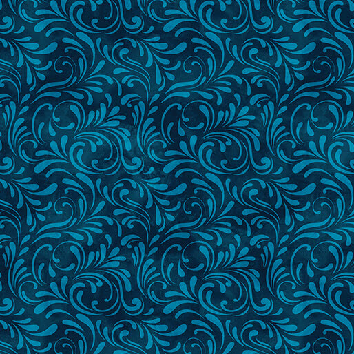 Benartex Butterfly Calypso By The 1/2 Yard Shadow Scroll Navy