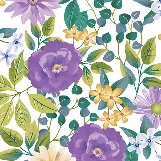 Garden Party Floral White 54' Lawn