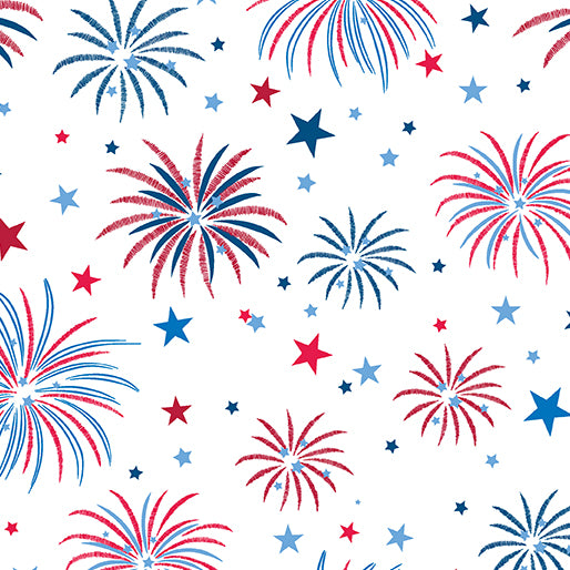 Patriotic Fireworks White