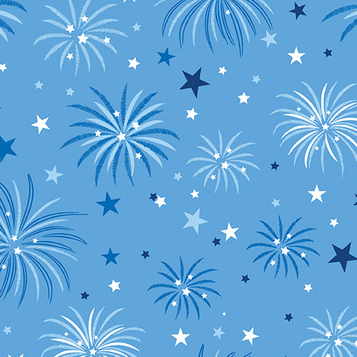 Patriotic Fireworks Medium Blue