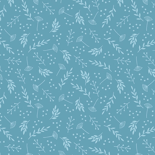 APRIL PREORDER -- Leafy Sprigs Light Teal Blue