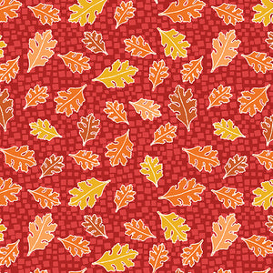 Benatrex Hello Pumpkin By Cherry Guidry By The 1/2 Yard Mosaic Leaves Red