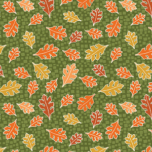 Benatrex Hello Pumpkin By Cherry Guidry By The 1/2 Yard Mosaic Leaves Green