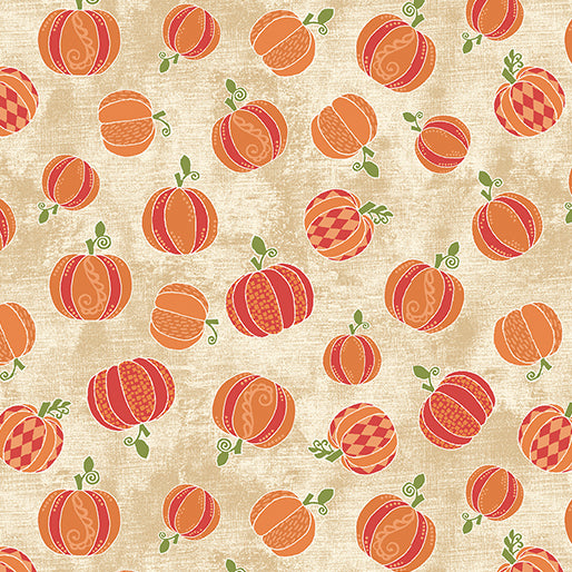 Benatrex Hello Pumpkin By Cherry Guidry By The 1/2 Yard Pumpkin Tan