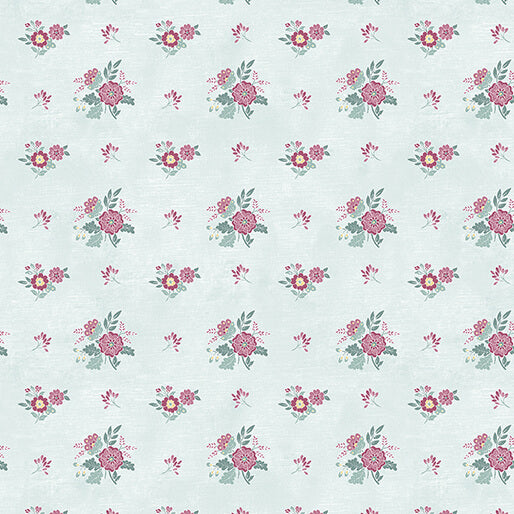 Pre Order Ships In September Chalk Barn By Shannon Roberts For Benartex By The 1/2 Yard Chalk Paint Small Floral Lt Teal