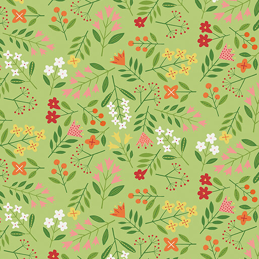 Pre Order Ships In July Blooming Color By WOLFF PAPER By Benartex By The 1/2 Yard LUCY LIGHT LIME