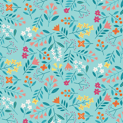 Pre Order Ships In July Blooming Color By WOLFF PAPER By Benartex By The 1/2 Yard Lucy Light Turquoise