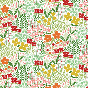 Pre Order Ships In July Blooming Color By WOLFF PAPER By Benartex By The 1/2 Yard Meadow Green/Multi