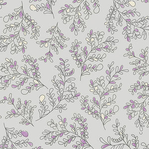 Benartex Bee Haven By Rachel Rossi By The 1/2 Yard Leafy Loops Grey