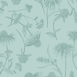 Pre Order Ships in September Benartex Bee Haven By Rachel Rossi By The 1/2 Yard Coneflower Tonal Light Teal