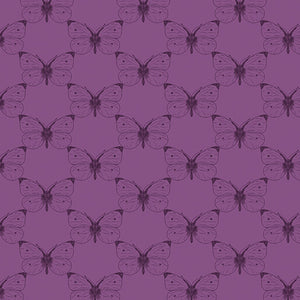 Pre Order Ships in September Benartex Bee Haven By Rachel Rossi By The 1/2 Yard Etched Cabbage Butterfly Plum