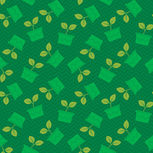 Happy Notes By Sugaridoo By The 1/2 Yard Planty Friends Dark Green