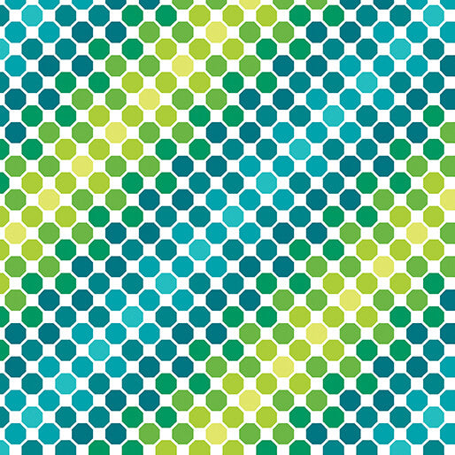 Happy Notes By Sugaridoo By The 1/2 Yard Blender Octagon Stripe Green/Multi