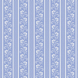 Benartex  APRIL CORNELL April's Garden by the 1/2 Yard Flower Pot Stripe Medium Blue