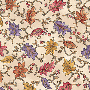 Nancy Halvorsen Autumn Breeze By The 1/2 Yard Dancing Leaves Cream