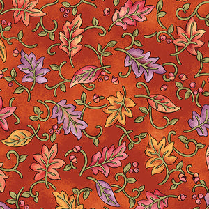 Nancy Halvorsen Autumn Breeze By The 1/2 Yard Dancing Leaves Pumpkin