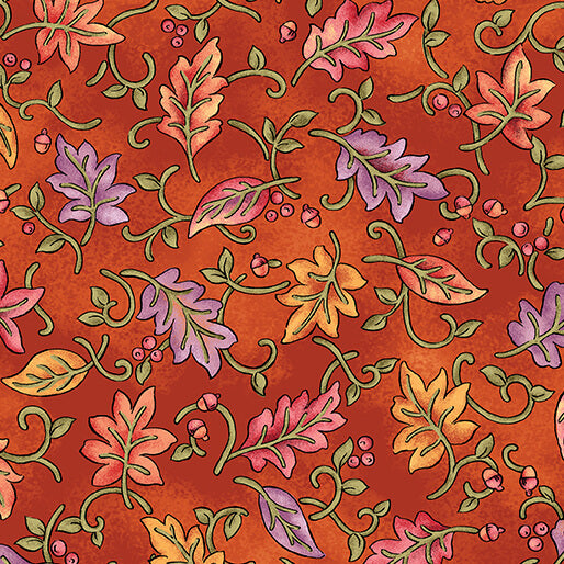 Nancy Halvorsen Autumn Breeze By The 1/2 Yard Dancing Leaves Pumpkin