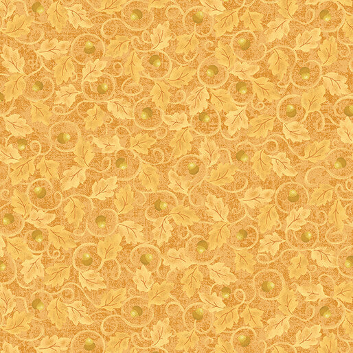 Nancy Halvorsen Autumn Breeze By The 1/2 Yard Acorn Twirl Gold