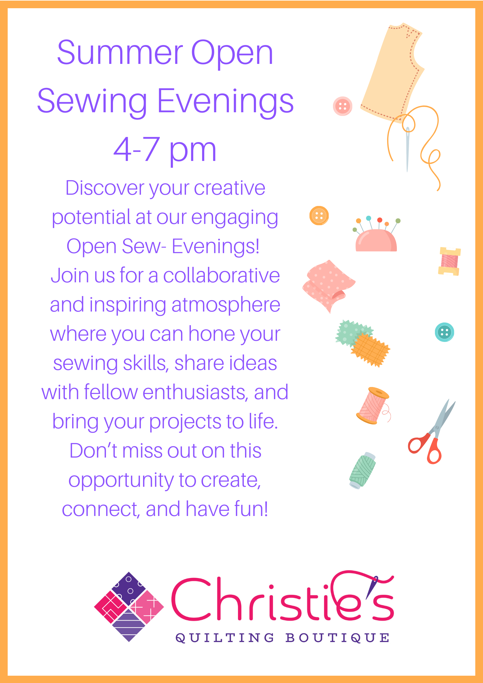 Summer Open Sewing Evenings 4-7