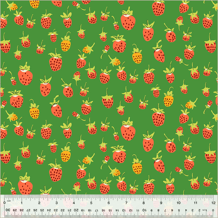 Heather Ross Strawberries Green