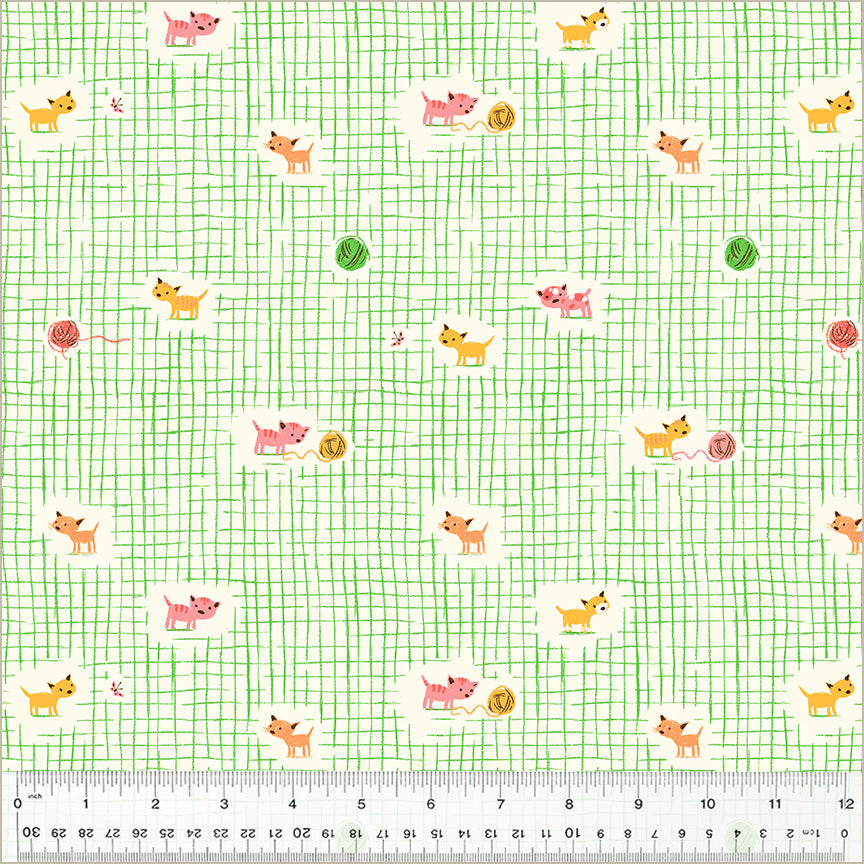 Heather Ross Kitten Plaid Green