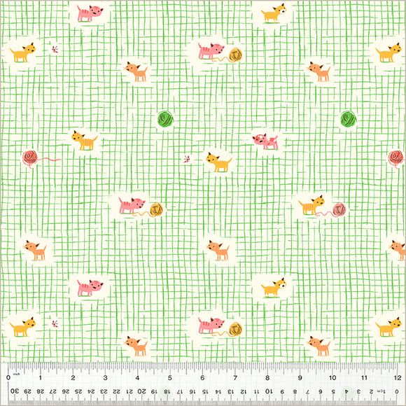 Pre Order Ships In June By The 1/2 Yard Studio Edit by Heather Ross Windham Fabrics Kitten Plaid Green