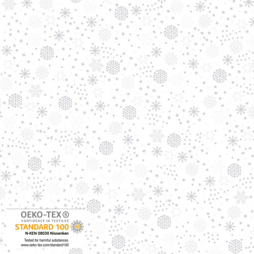 Stof We Love Christmas Silver & White By The 1/2 Yard