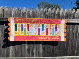 Happy Birthday Quilted Table Runner 16x40"