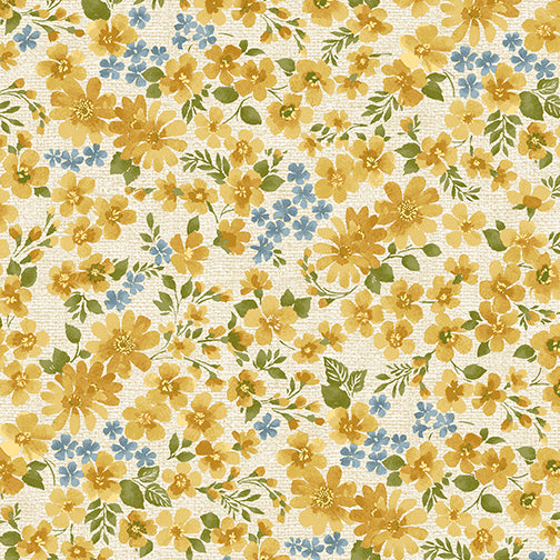 Benartex By The 1/2 Yard Watercolor Floral Yellow