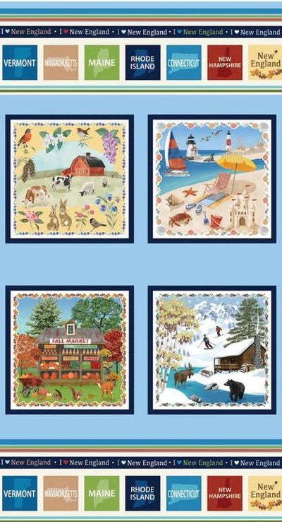 ALL NEW ENGLAND SHOP HOP Fabric PANEL 24