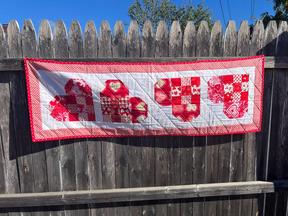 Valentine's Table Runner  Quilt 16x50