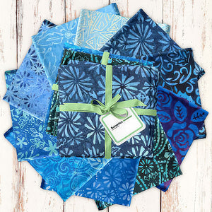 Benartex Fabrics Bali Blenders Blue Batiks - Fat Quarters 10 Pieces