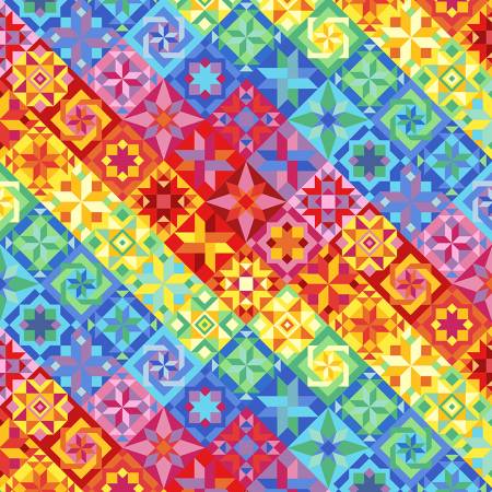 Timeless Treasure  Bright Bright Quilt Pattern By The 1/2 Yard